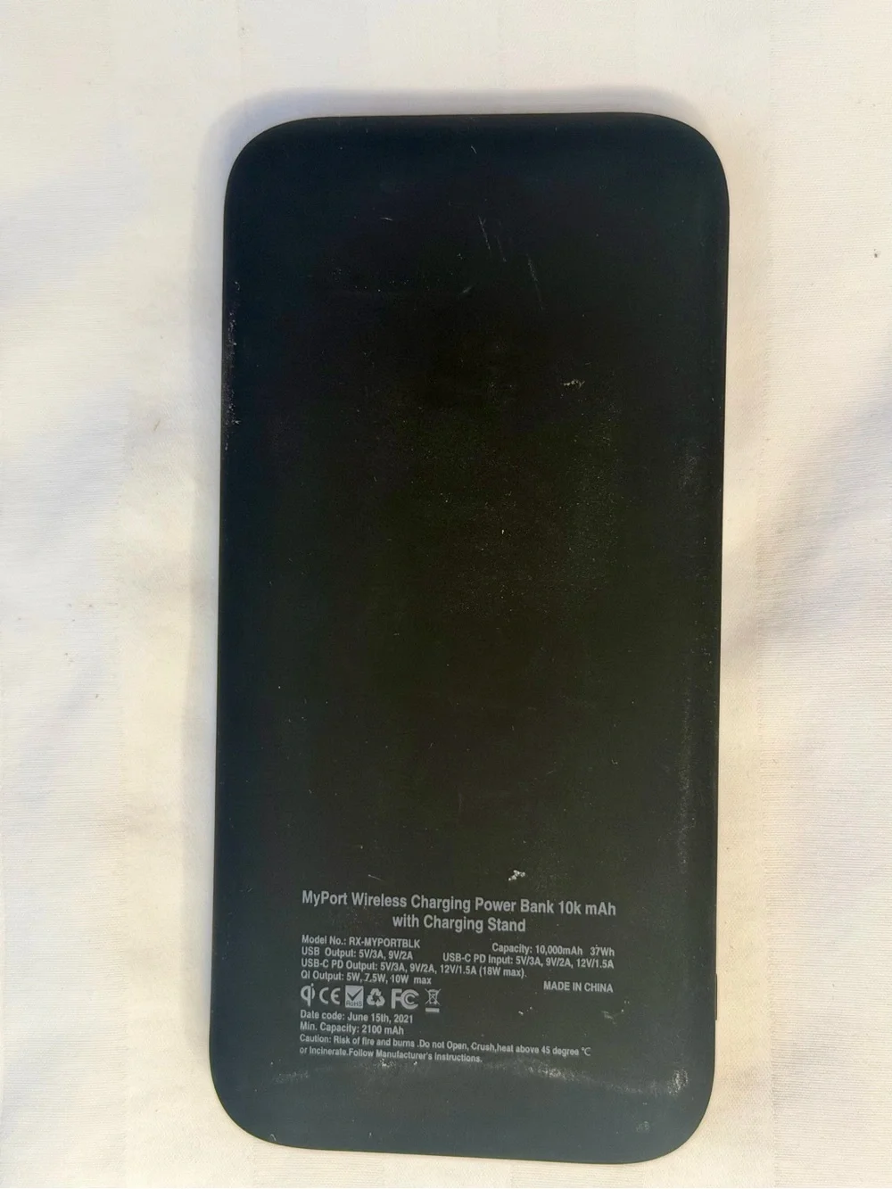 Wireless Charging Power Bank 10,000mAh with Charging Stand - Black